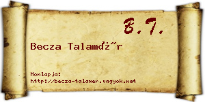 Becza Talamér névjegykártya
